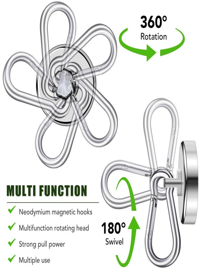 E BAVITE Swivel Swing Powerful Magnetic Hooks,Strong Heavy Duty Neodymium Magnet Hooks,Great For Your Refrigerator And Other Magnetic Surfaces,Pack Of 4,Silver - Image 3